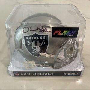 Riddell Las Vegas Raiders Mini Helmet Silver signed by Darren Waller